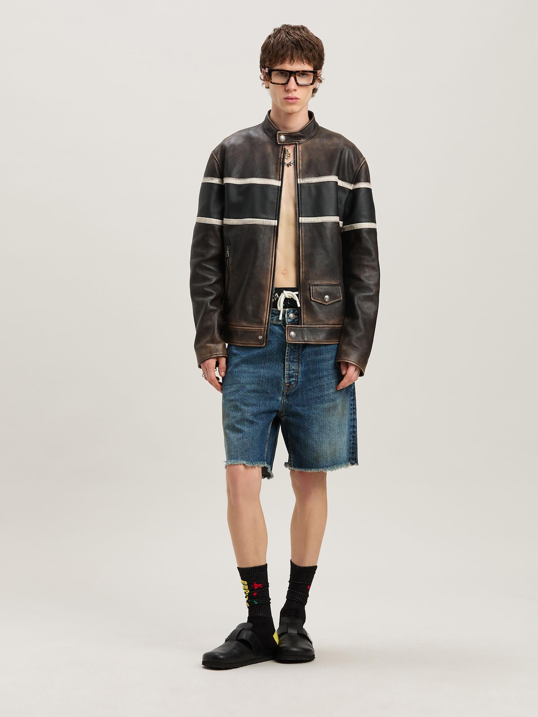 Lasered Curved Logo denim shorts Product Image
