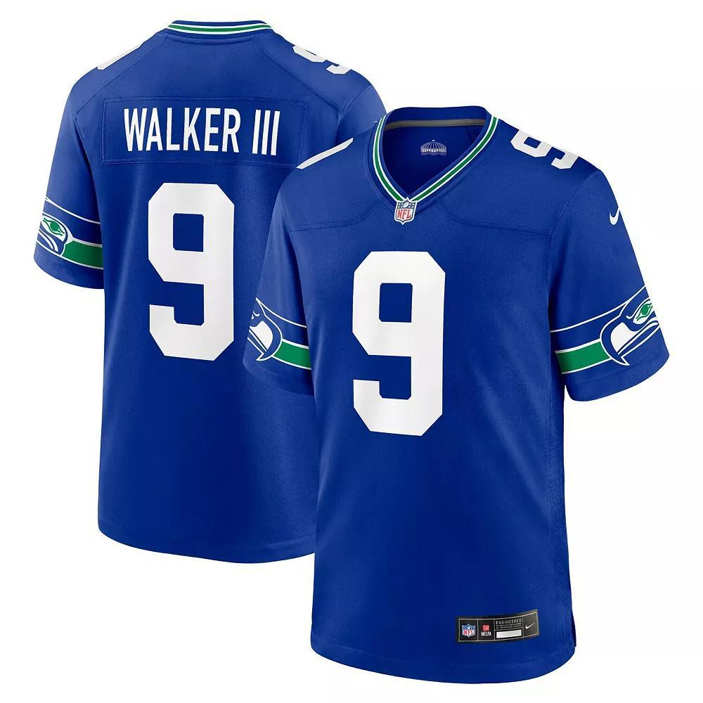Men's Nike Kenneth Walker III Royal Seattle Seahawks Throwback Player Game Jersey, Size: XL, Blue Product Image