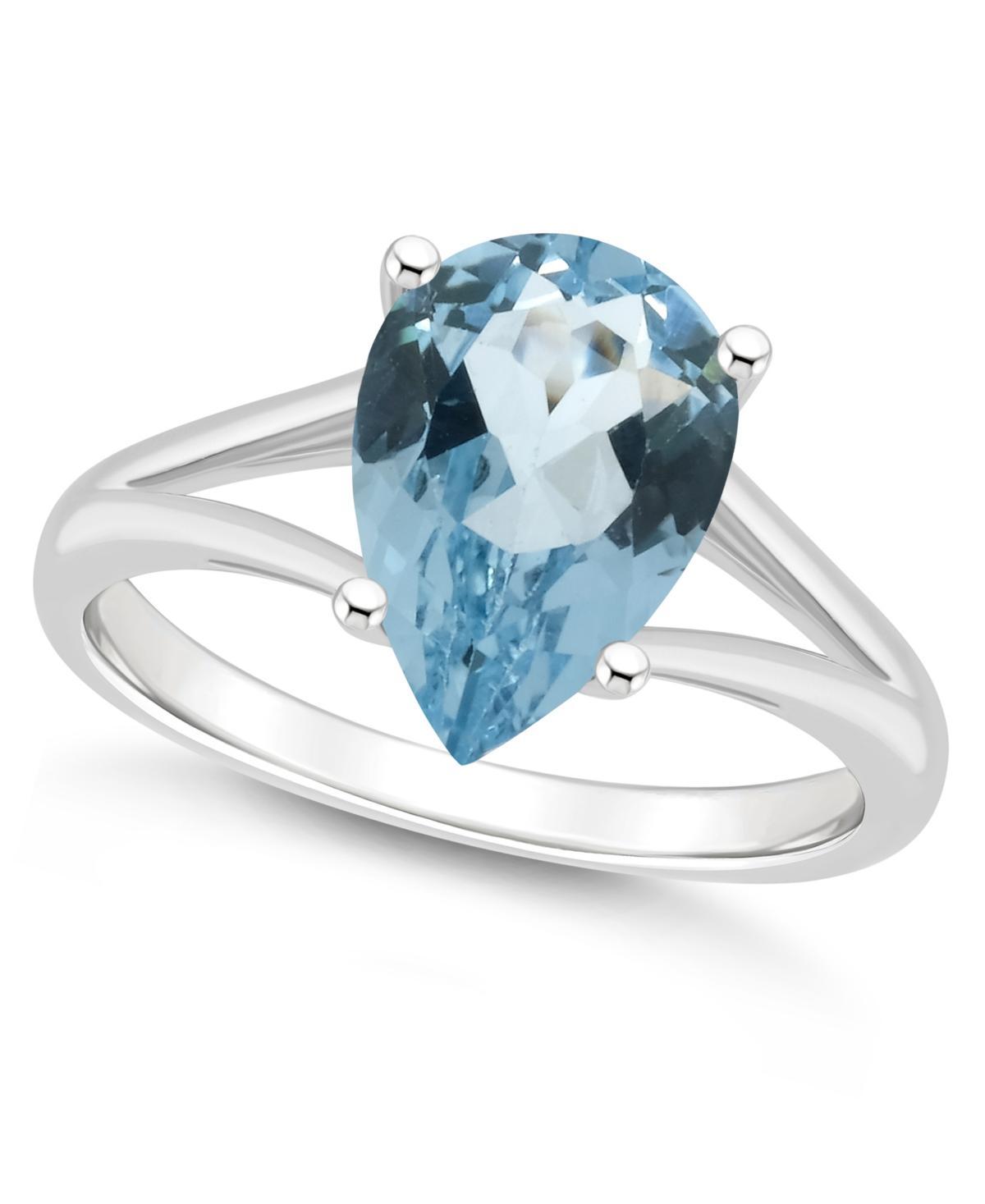 Alyson Layne Sterling Silver 12 mm x 8 mm Pear Shape Gemstone Split Shank Solitaire Ring, Women's, Size: 10, Blue Topaz Product Image