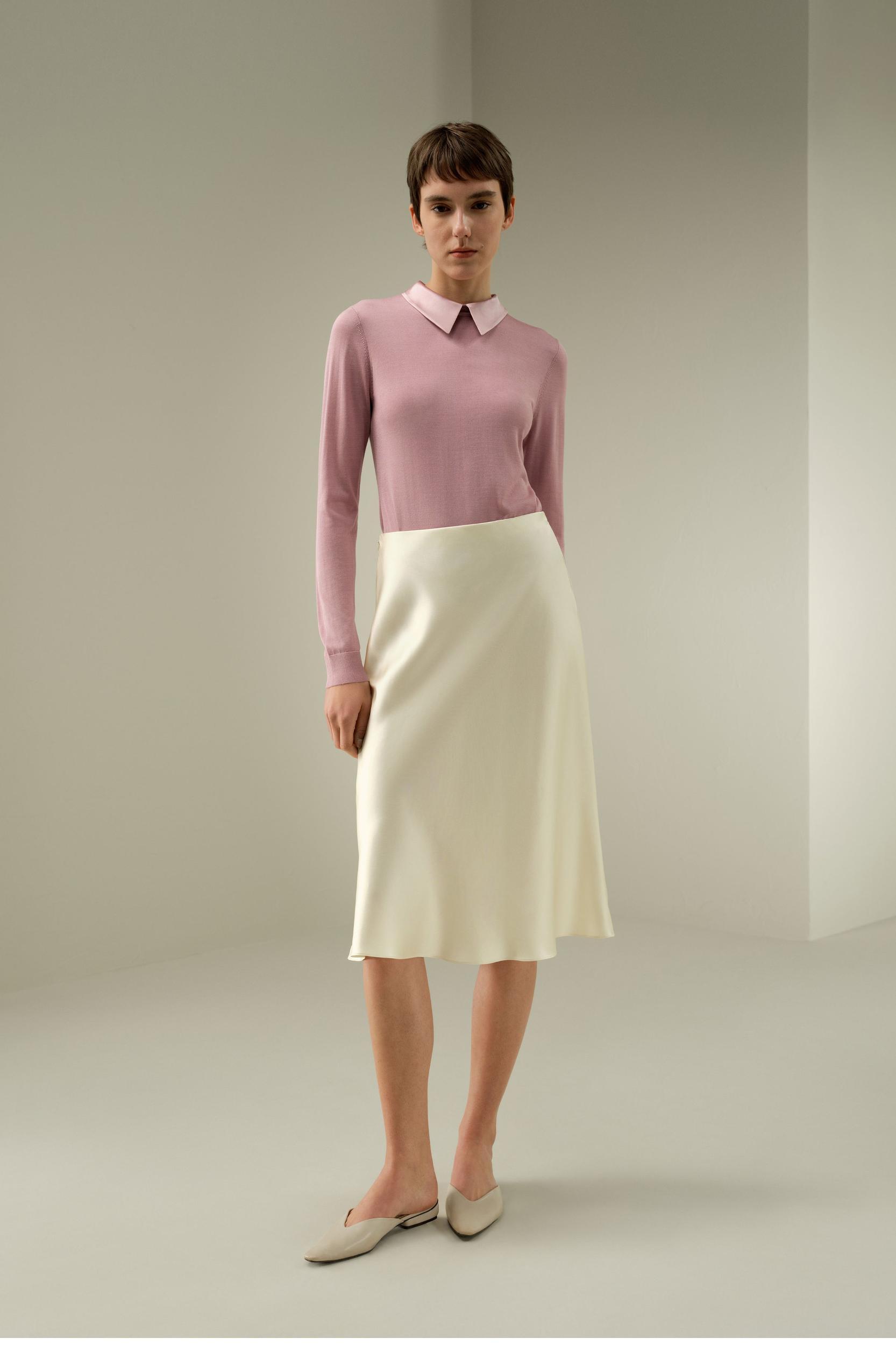 Mid Rise Silk Midi Skirt Product Image