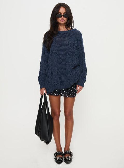 Gabrieal Knit Sweater Navy Product Image