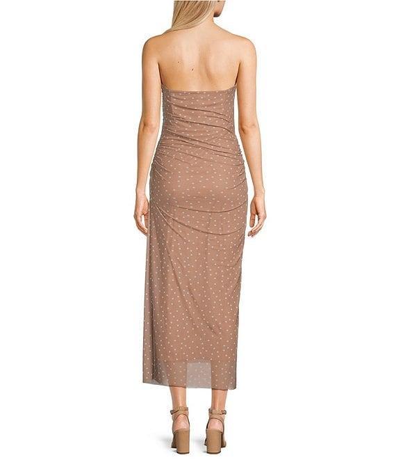 GB Mesh Dotted Strapless Midi Dress Product Image
