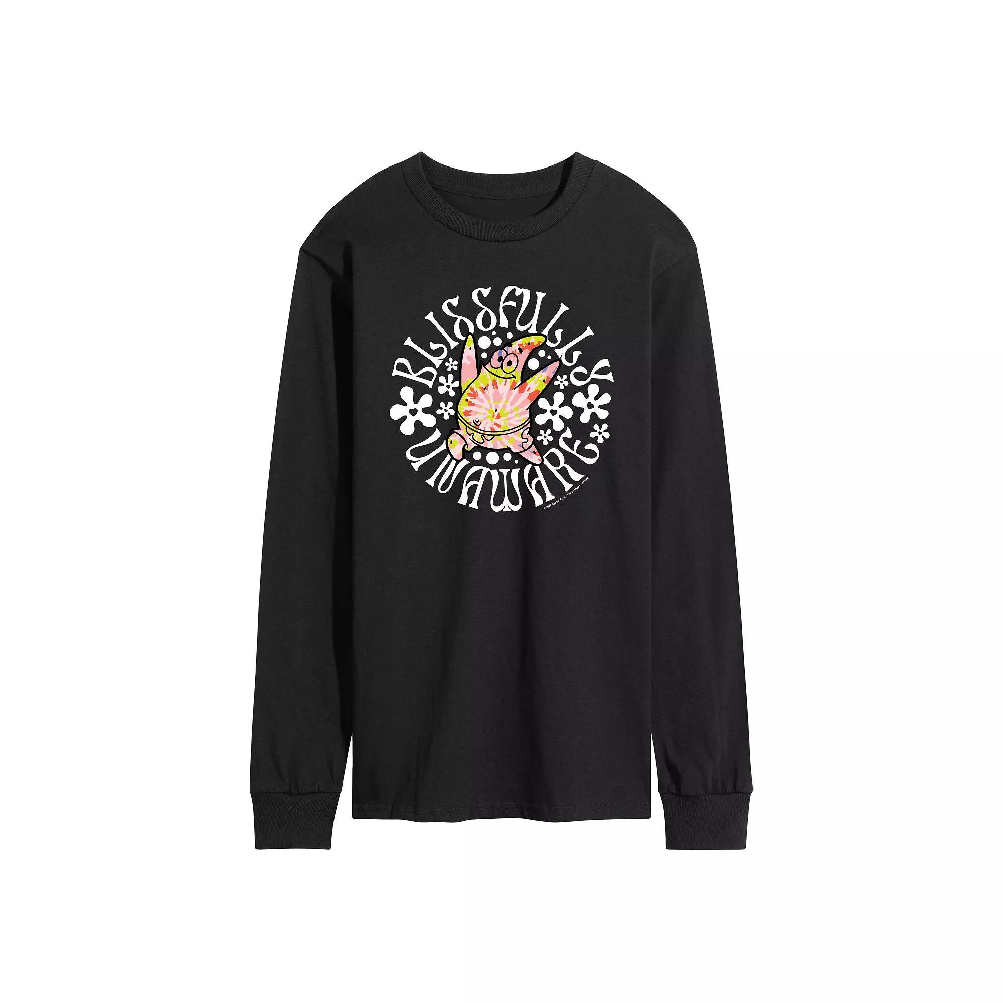 Mens SpongeBob SquarePants Blissfully Unaware Long Sleeve Graphic Tee Blue Product Image