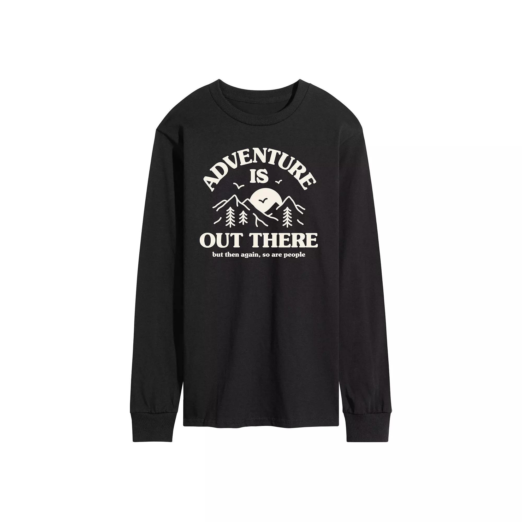 Men's Adventure Is Out There So Are People Long Sleeve Graphic Tee, Size: XXL, Black Product Image