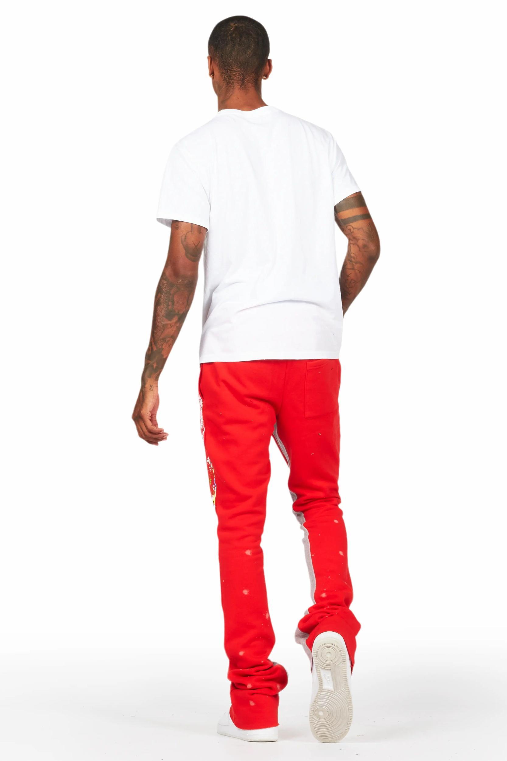 Washi Red Patchwork Stacked Flare Track Pant Male Product Image