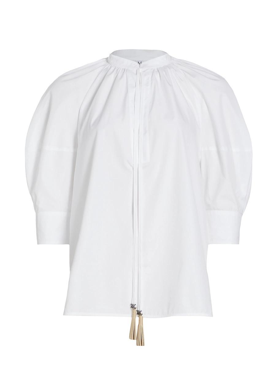 Womens Capri Cotton Balloon-Sleeve Shirt Product Image
