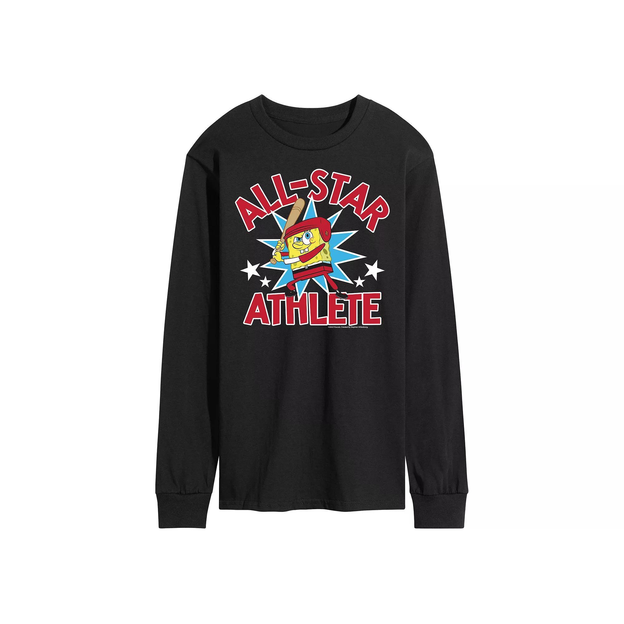 Mens Nickelodeon SpongeBob SquarePants All Star Athlete Long Sleeve Graphic Tee Product Image