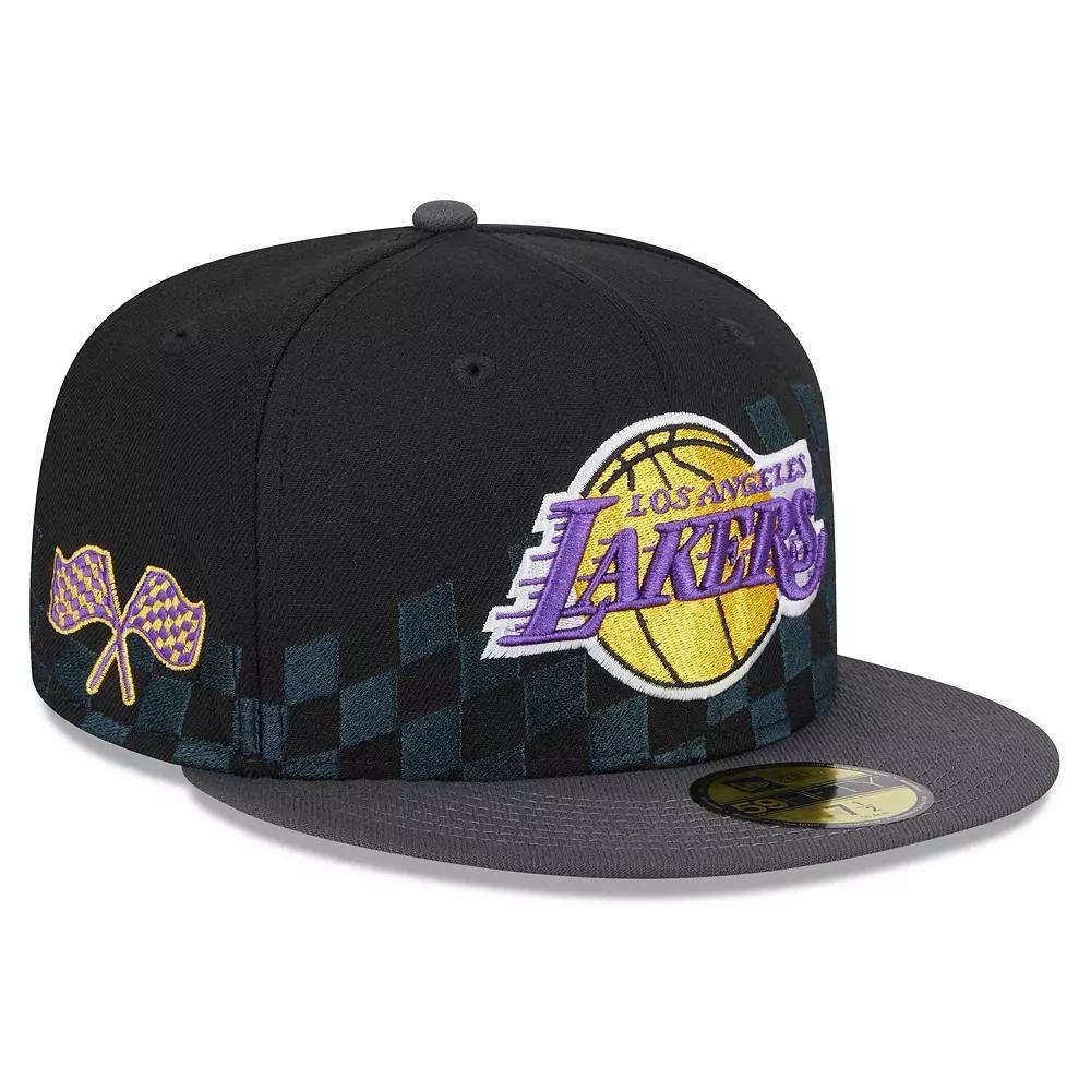 Men's New Era Black Los Angeles Lakers 2024 NBA All-Star Game Rally Drive Checkerboard 59FIFTY Crown Fitted Hat, Size: 7 1/4 Product Image