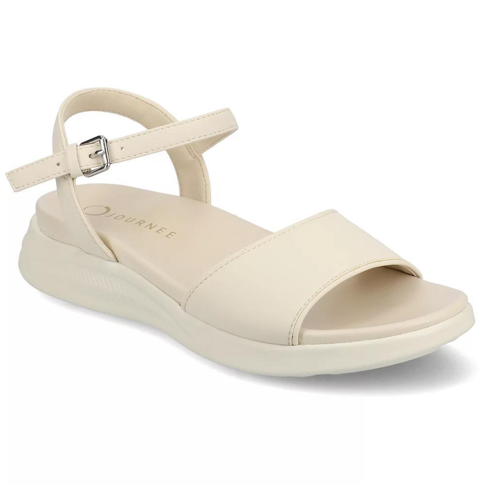 Journee Jaylee Ankle Strap & Buckle Women's Sandals, Size: 8.5, Ivory Product Image