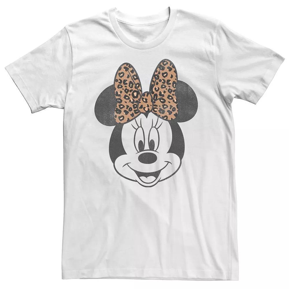 Big & Tall Disney Minnie Mouse Leapord Print Bow Portrait Tee, Men's, Size: XL Tall, White Product Image