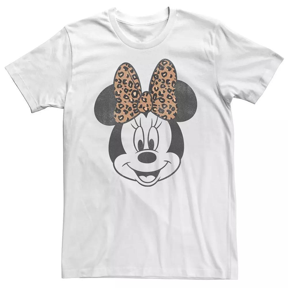Big & Tall Disney Minnie Mouse Leapord Print Bow Portrait Tee, Men's, Size: XL Tall, White Product Image