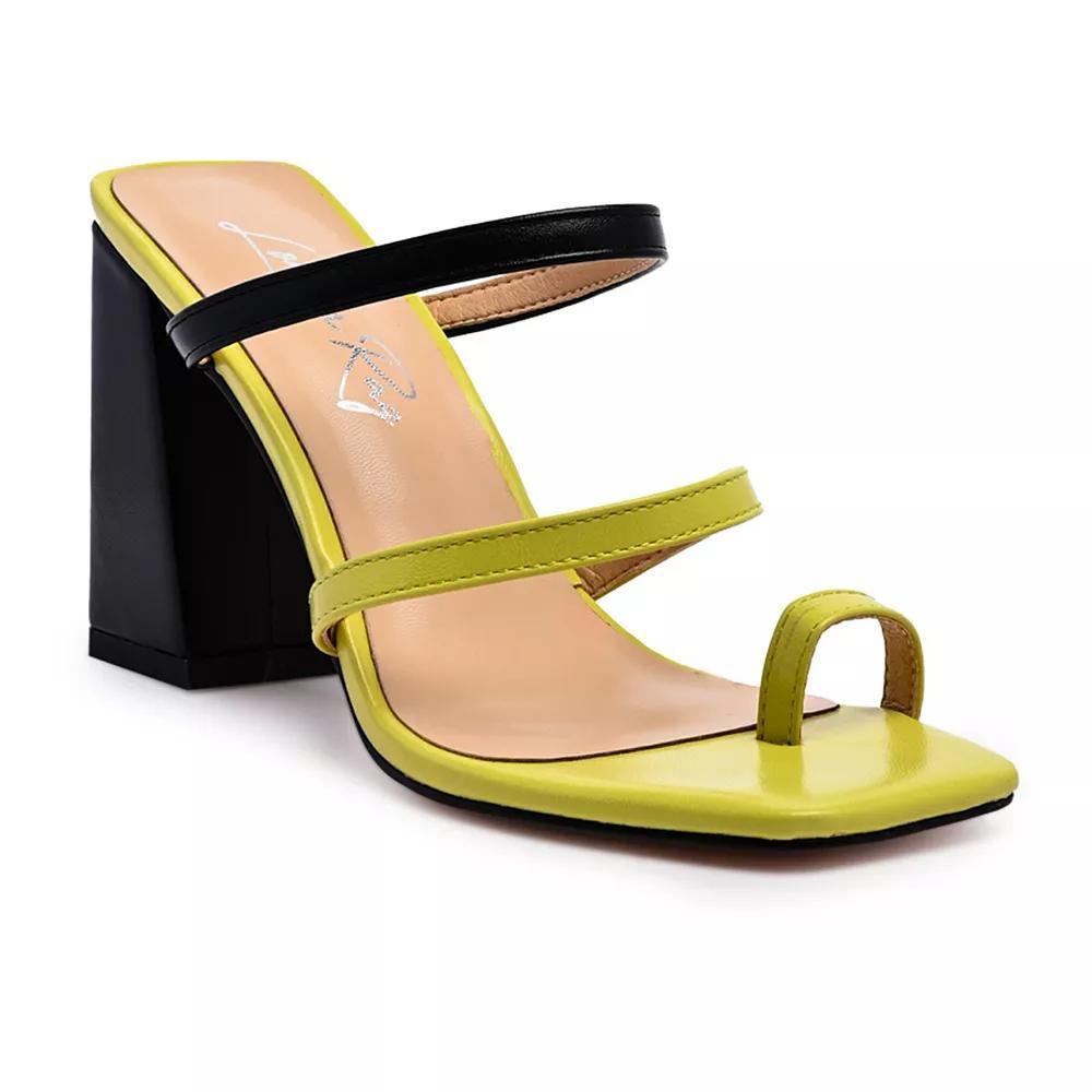 Women's Block Heel Thong Sandals, Size: 10, White Black Product Image