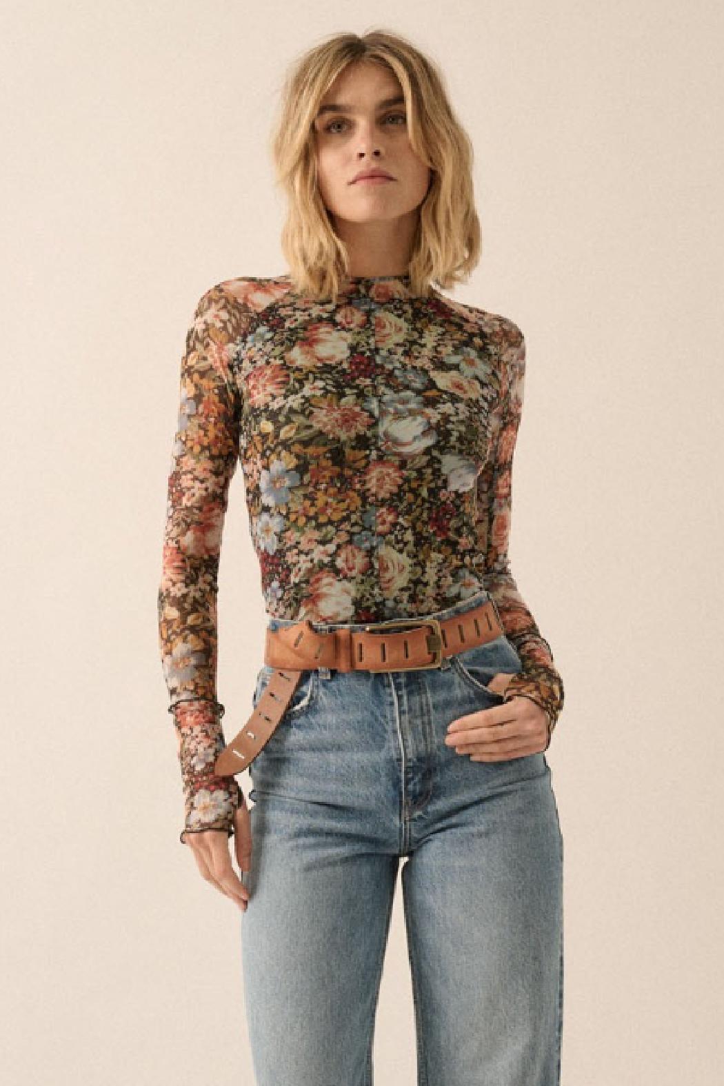 Amore Floral Mesh Top Product Image