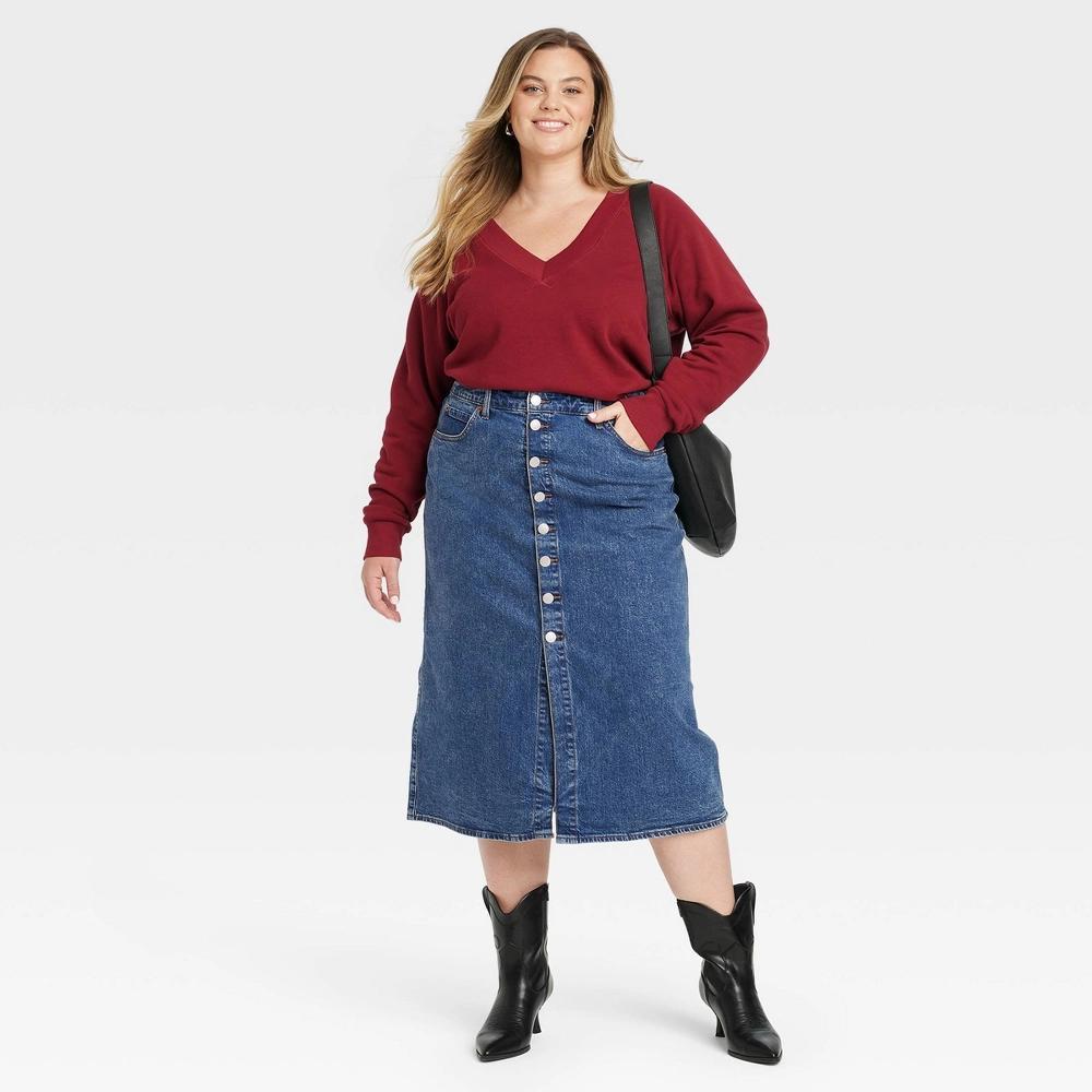 Womens A-Line Midi Skirt - Universal Thread Medium Wash 30 Product Image