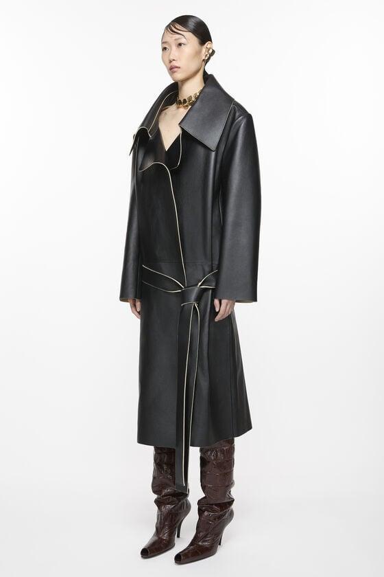 Double-breasted leather coat Product Image