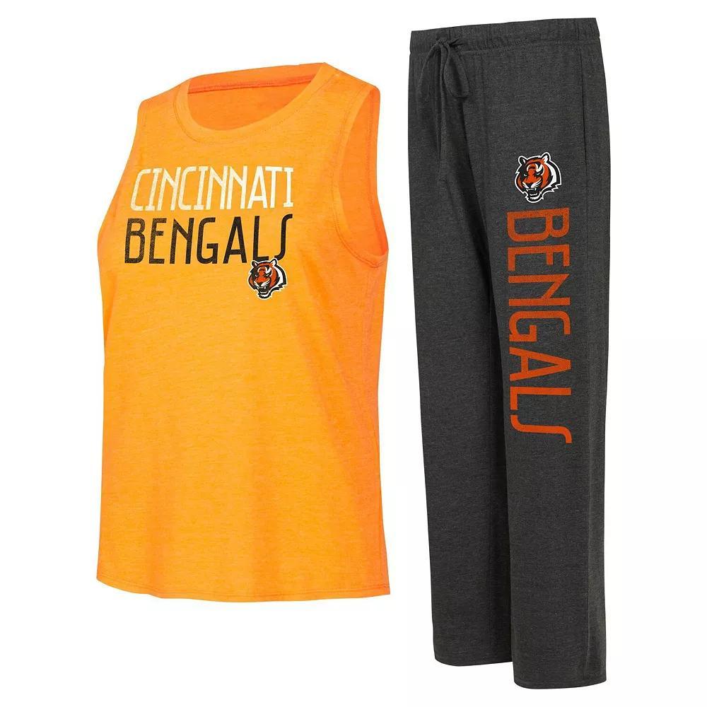 Women's Concepts Sport Black/Orange Cincinnati Bengals Muscle Tank Top & Pants Lounge Set, Size: Large Product Image
