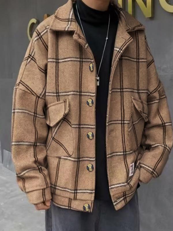 Men's Vintage Plaid Tartan Short Outwear Product Image