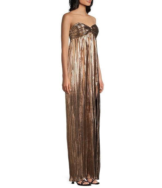 City Vibe Twist Front Bandeau Removable Strap Front Slit Dress Product Image