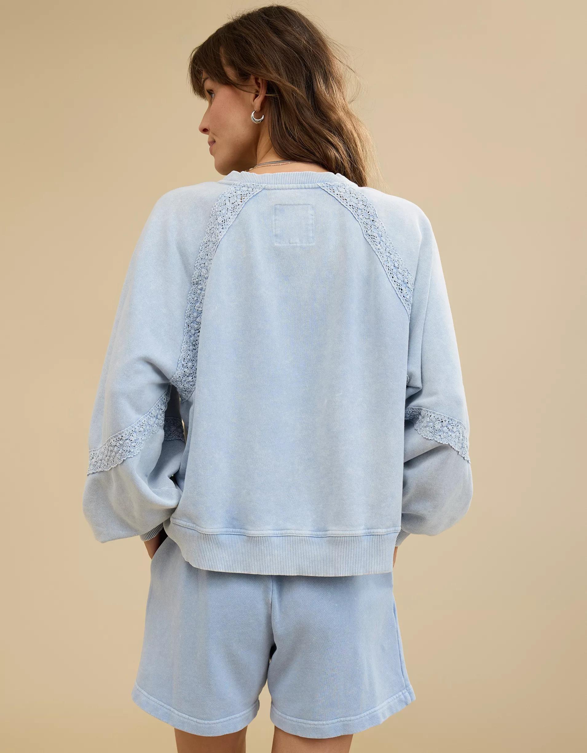 Aerie Hey Crochet Sweatshirt Product Image