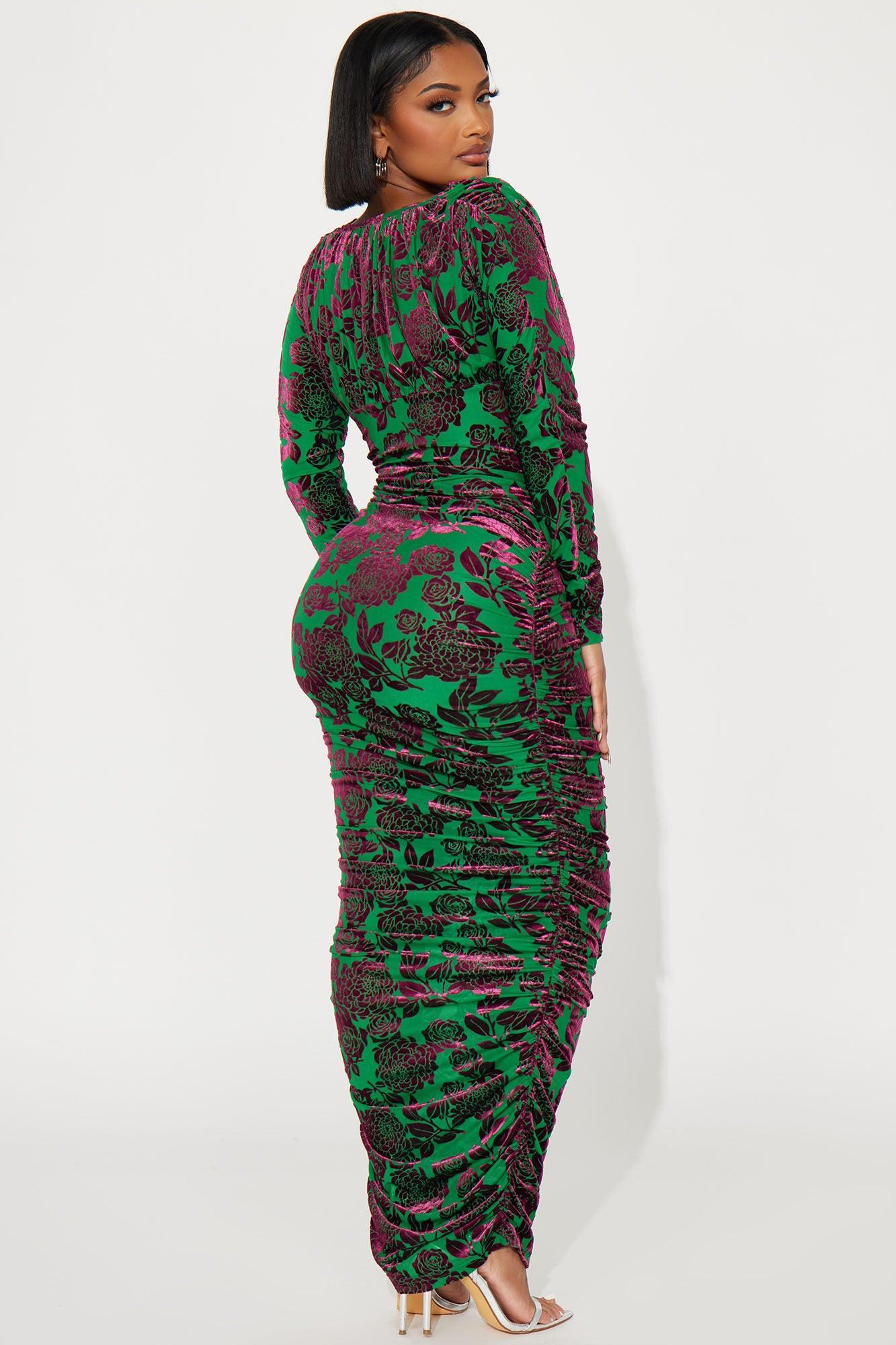 Sadie Mesh Maxi Dress - Green/combo Product Image