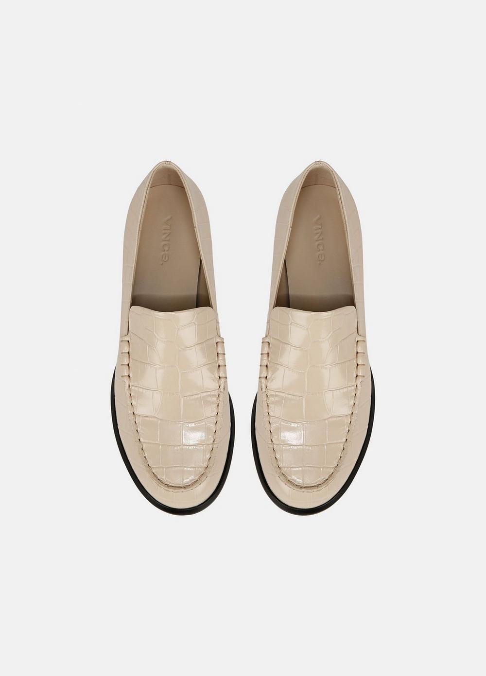 Womens Naomi Croc-Embossed Leather Loafer, Birch Sand, Size 6 Vince Product Image