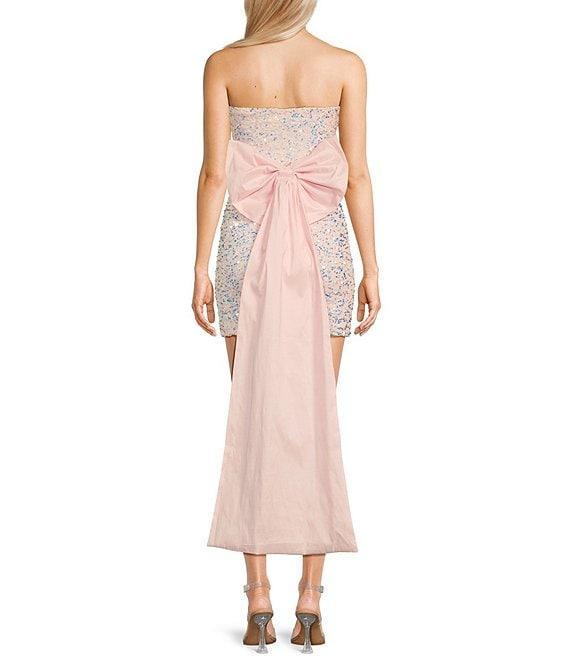 Allison & Kelly Strapless Sequin Back Bow Dress Product Image