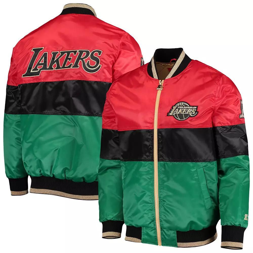Men's Starter Red/Black/Green Los Angeles Lakers Black History Month NBA 75th Anniversary Full-Zip Jacket, Size: Small Product Image