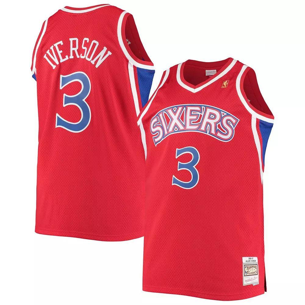 Men's Mitchell & Ness Allen Iverson Red Philadelphia 76ers Big & Tall Hardwood Classics Swingman Player Jersey, Size: 5XB, 76r Red Product Image