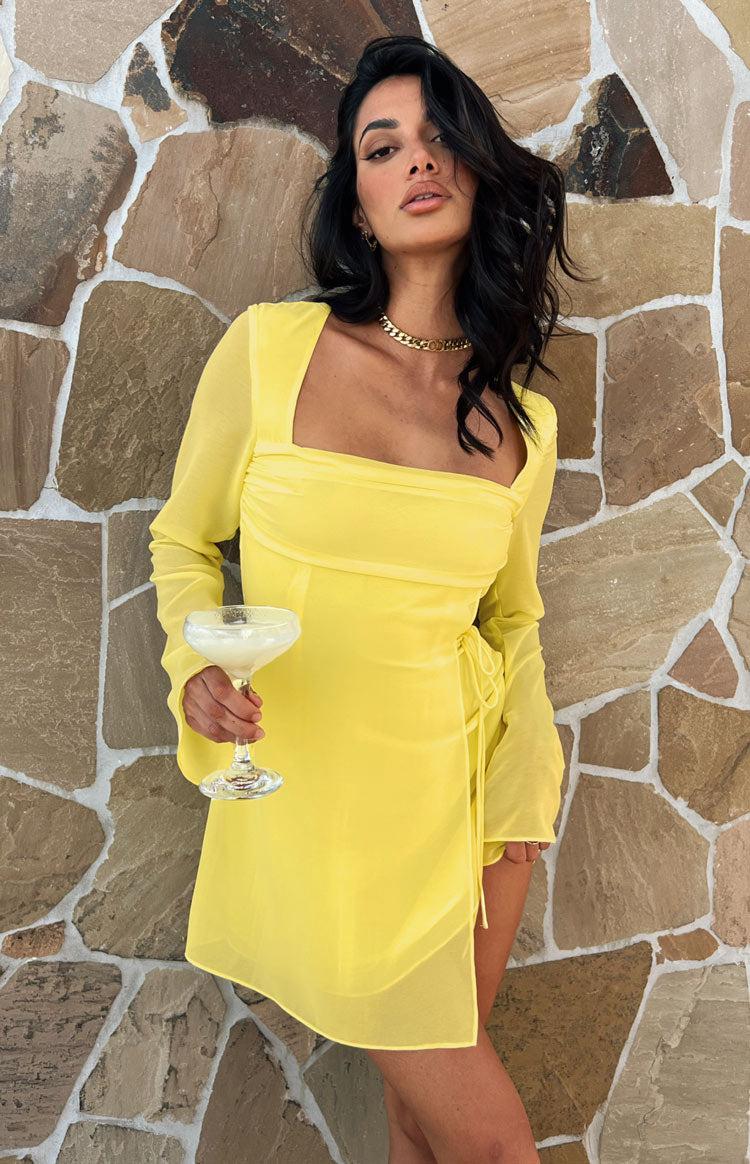 Lucy Yellow Long Sleeve Mini Dress Product Image
