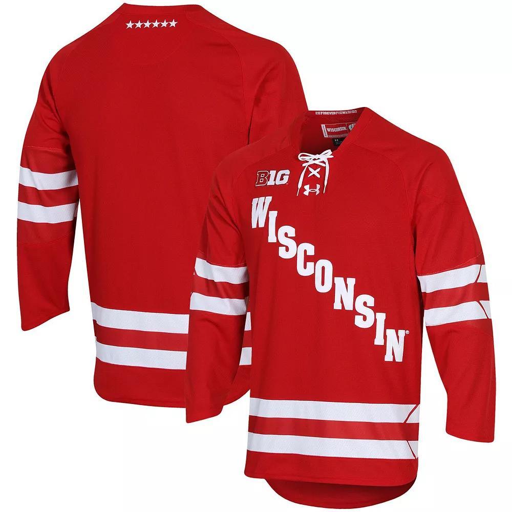 Mens Under Armour Wisconsin Badgers UA Replica Hockey Jersey Product Image