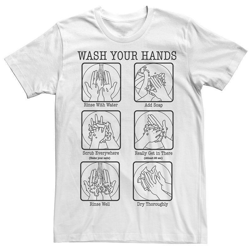 Men's Wash Your Hands Info Graphic Tee, Size: XXL, White Product Image