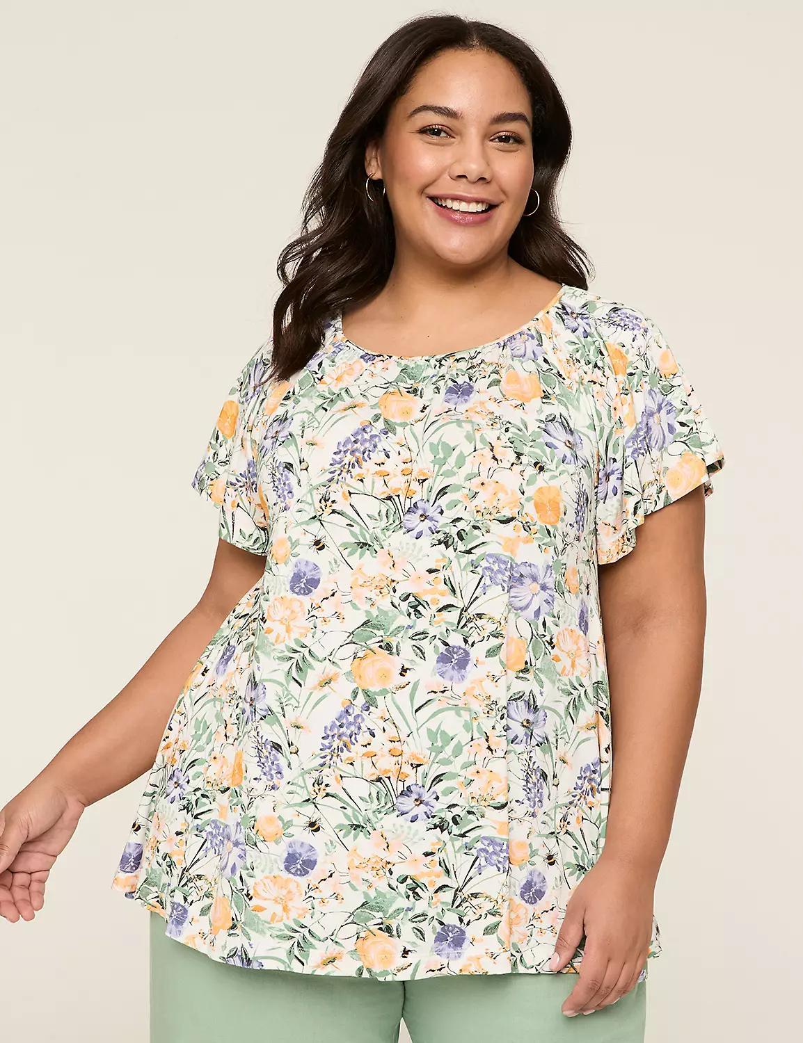 Swing Flutter-Sleeve Boatneck Top Product Image