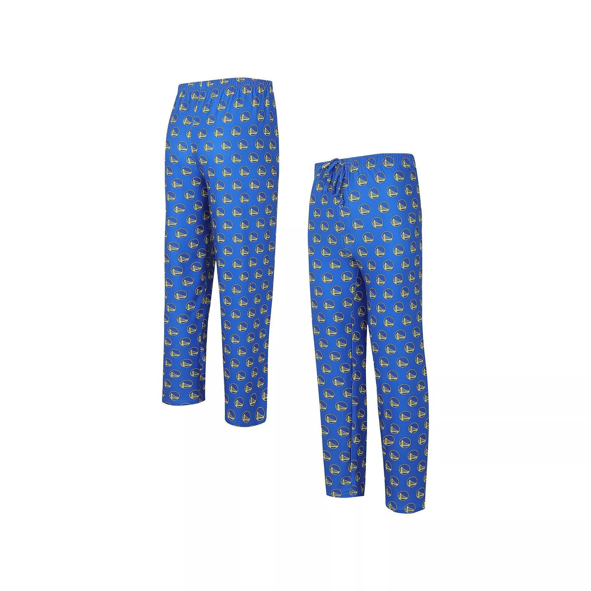 Men's Concepts Sport Royal Golden State Warriors Allover Logo Print Gauge Sleep Pants, Size: XL, Blue Product Image