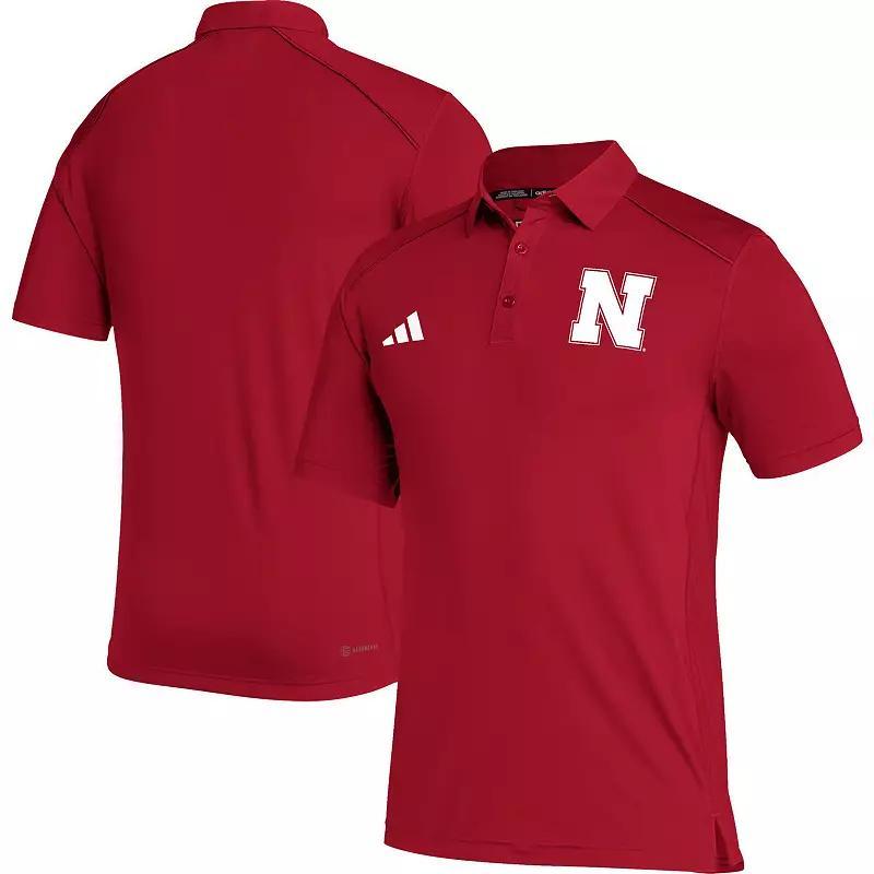 Mens adidas Scarlet Nebraska Huskers Strategy AEROREADY Polo Product Image