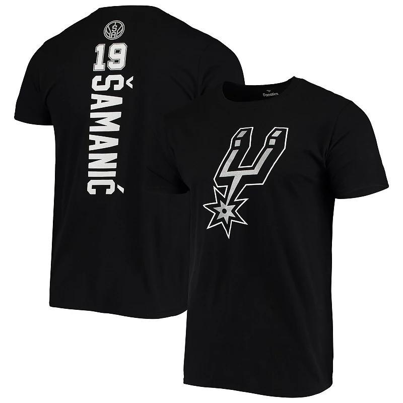Men's Fanatics Branded Luka Samanic Black San Antonio Spurs Playmaker Name & Number Logo T-Shirt, Size: 2XL Product Image