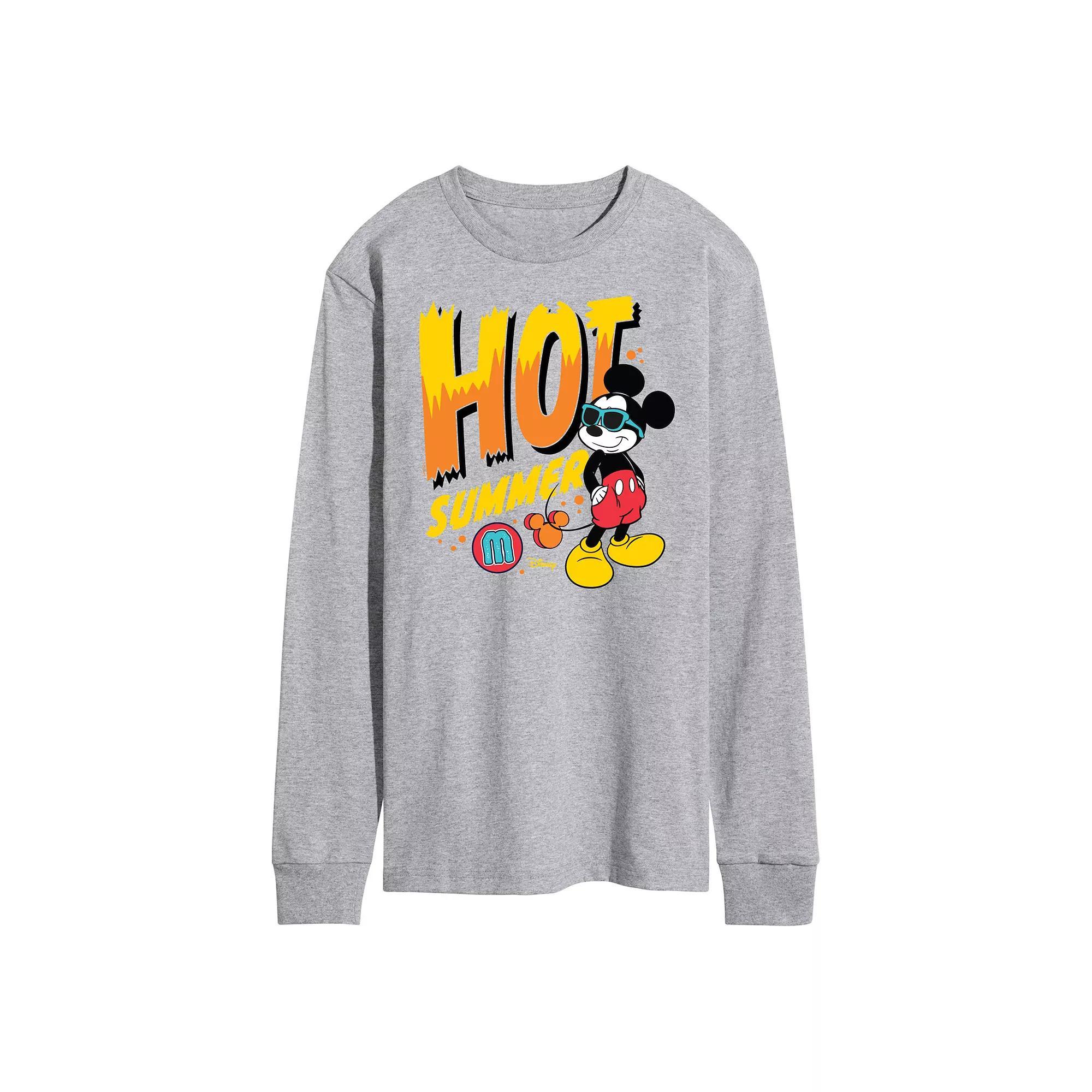 Disneys Mickey Hot Summer Mens Graphic Tee Grey Gray Product Image