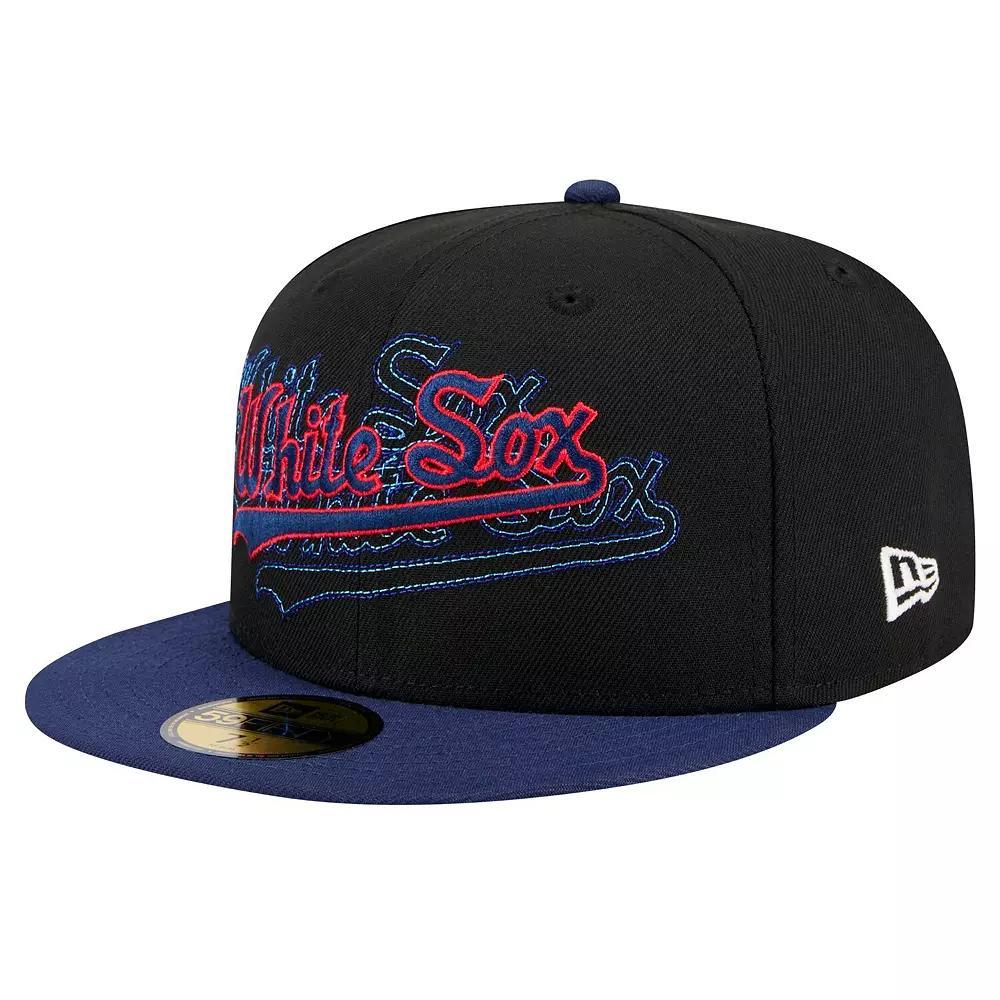 Men's New Era Black Chicago White Sox Shadow Stitch 59FIFTY Fitted Hat, Size: 7 Product Image