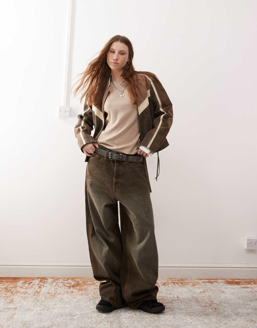Reclaimed Vintage layered waffle long sleeve top Product Image