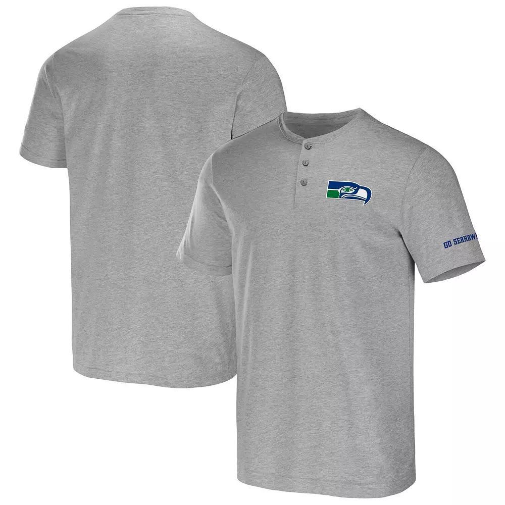 Men's NFL x Darius Rucker Collection by Fanatics Heather Gray Seattle Seahawks Henley T-Shirt, Size: Small, Grey Product Image