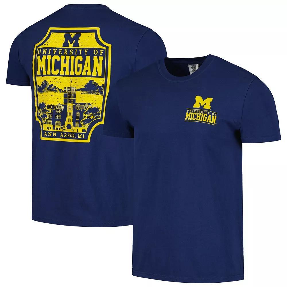 Men's Navy Michigan Wolverines Campus Badge Comfort Colors T-Shirt, Size: Small, Blue Product Image