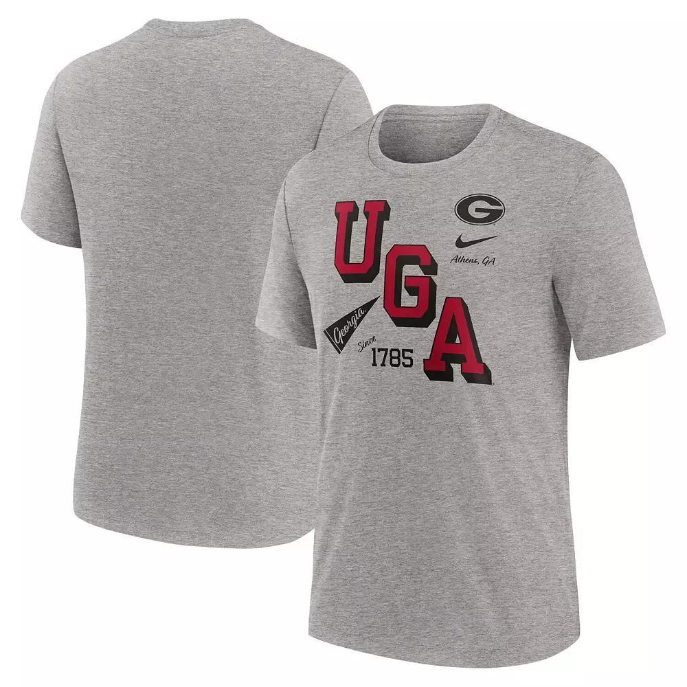 Men's Nike Heather Gray Georgia Bulldogs Blitz Roll Call Tri-Blend T-Shirt, Size: Medium, Grey Product Image