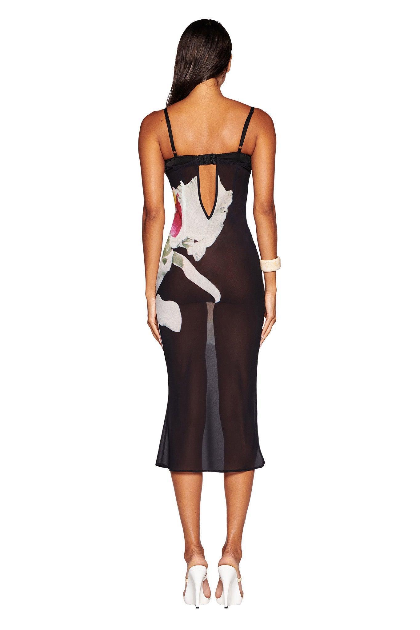 ASALIA MIDI DRESS - BLACK : FLORAL Product Image