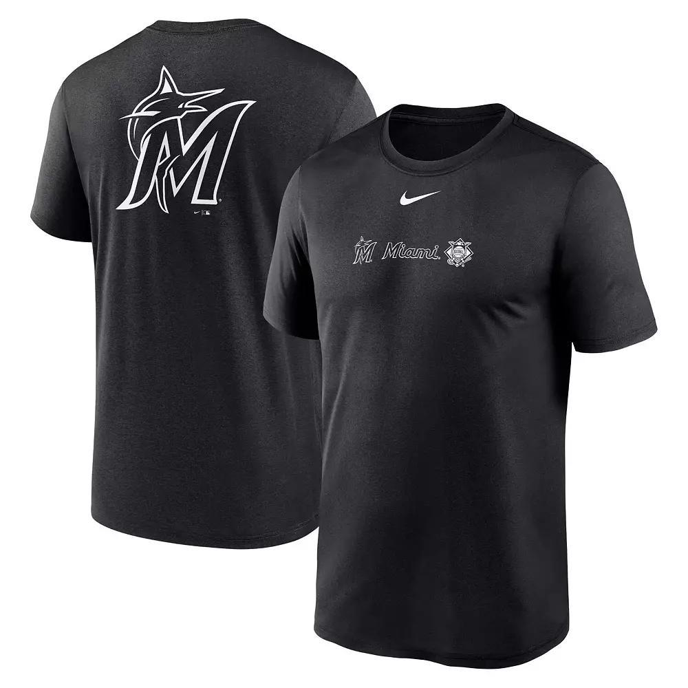 Men's Nike Black Miami Marlins Fashion Over Shoulder Logo Legend T-Shirt, Size: Medium Product Image