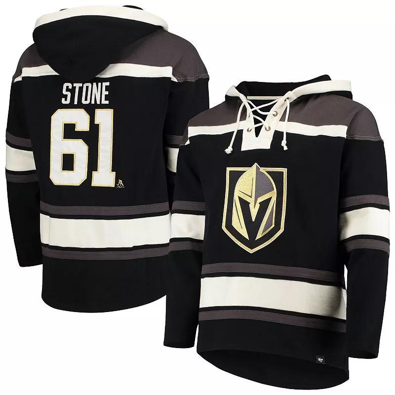 Men's '47 Mark Stone Black Vegas Golden Knights Player Name & Number Lacer Pullover Hoodie, Size: 2XL, Lvk Black Product Image