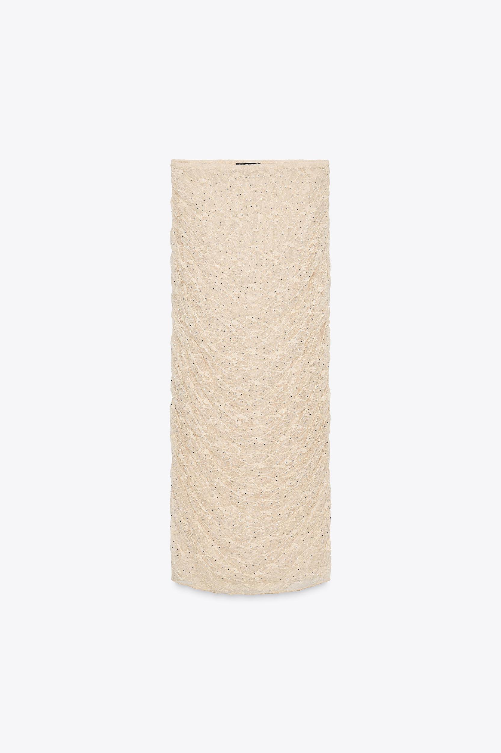 DRAPED RHINESTONE LACE TOP Product Image
