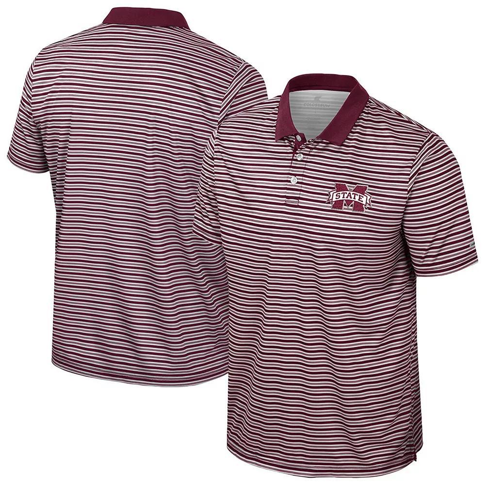 Men's Colosseum Black Appalachian State Mountaineers Striped Polo, Size: XL, App Black Product Image