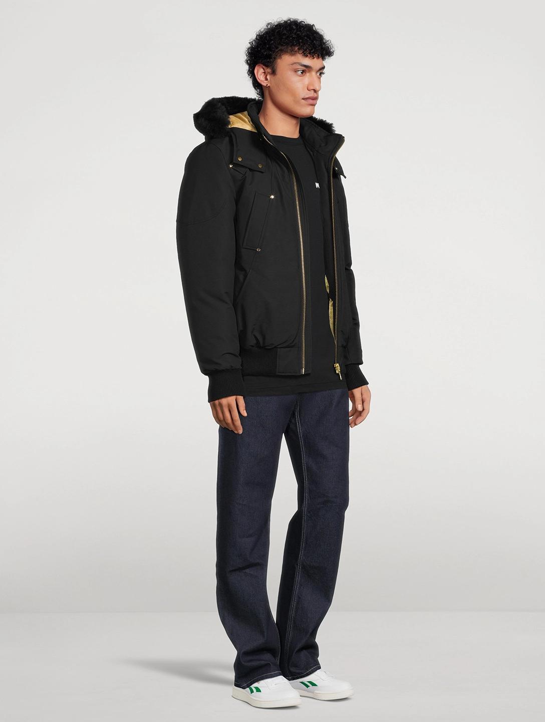 Moose knuckles Mens Little Rapids Black Bomber with Black Shearling Product Image