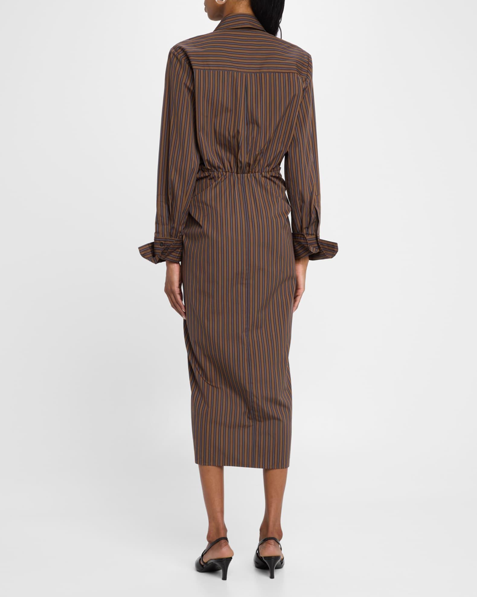 Mila Pinstripe Draped Shirtdress Product Image