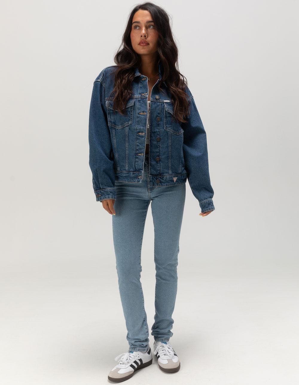 GUESS JEANS Womens Oversize Denim Jacket - MEDIUM WASH Product Image