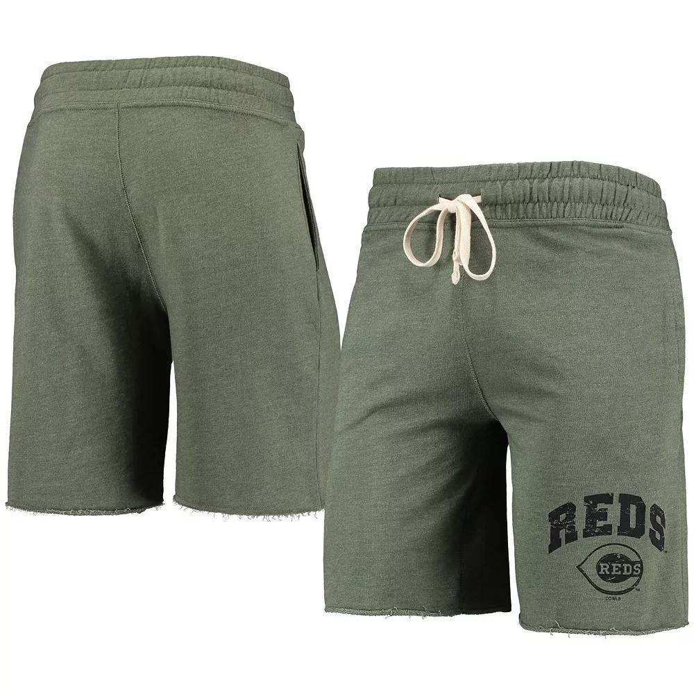 Men's Concepts Sport Heathered Olive Cincinnati Reds Mainstream Tri-Blend Shorts, Size: XL, Red Green Product Image